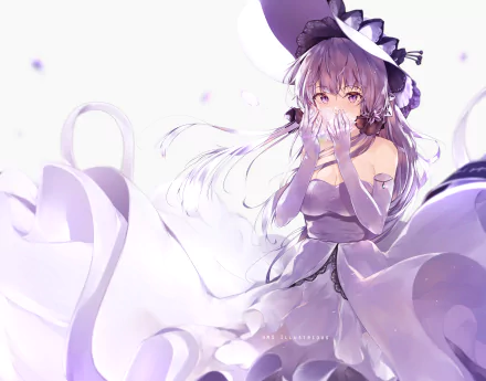 An HD anime wallpaper featuring Illustrious from Azur Lane. The character is depicted in a flowing gown with a serene, ethereal background.