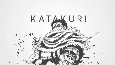 HD desktop wallpaper of Charlotte Katakuri from the anime One Piece, featuring a high-contrast black-and-white illustration with is name in bold at the top.