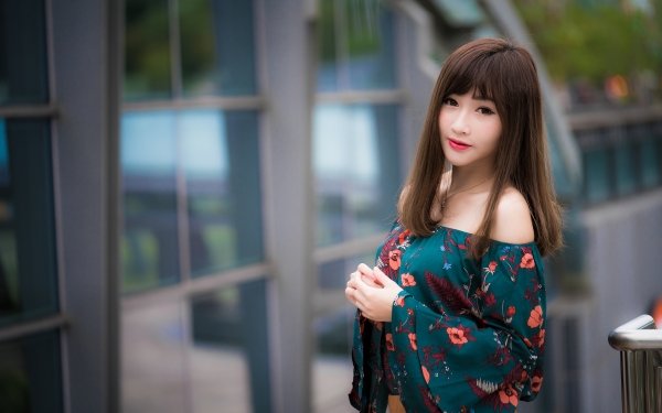 Women Asian Model Brunette Lipstick Depth Of Field HD Wallpaper | Background Image