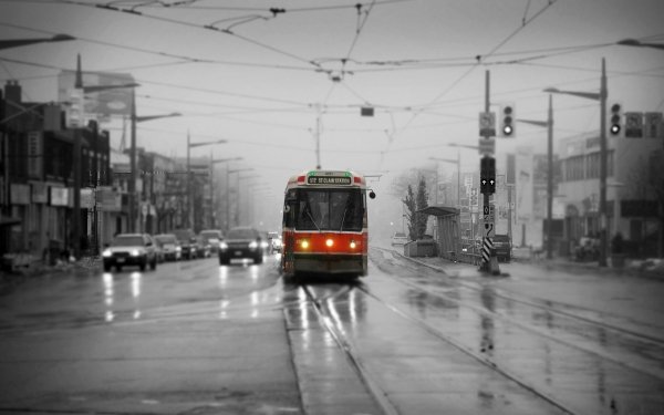 Vehicles Tram Rain Toronto Traffic HD Wallpaper | Background Image