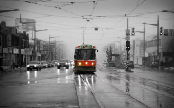 traffic Toronto rain vehicle tram HD Desktop Wallpaper | Background Image