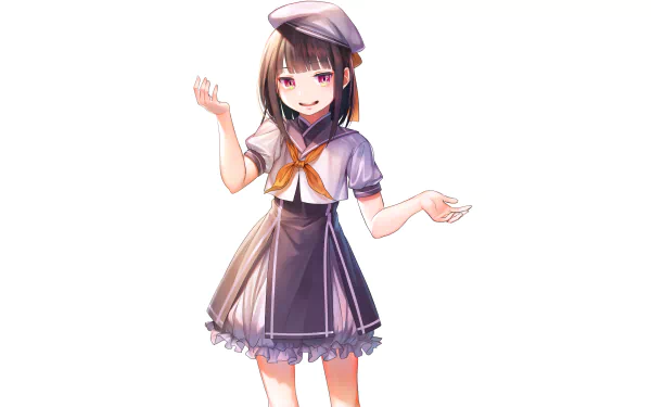 school uniform brown hair pink eyes hat Anime Original HD Desktop Wallpaper | Background Image