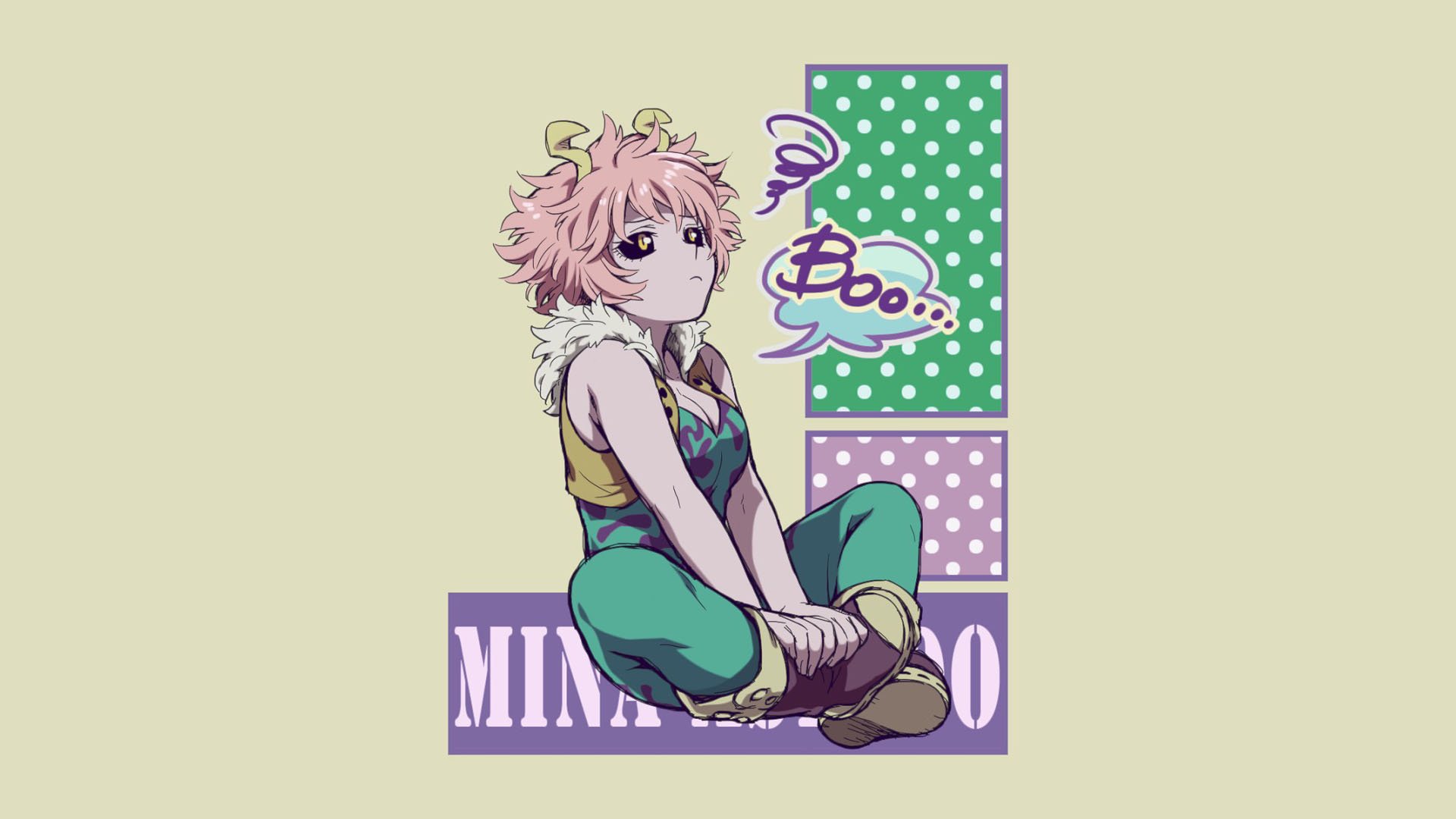 Mina Ashido Sitting My Hero Academia by mnemonicorn