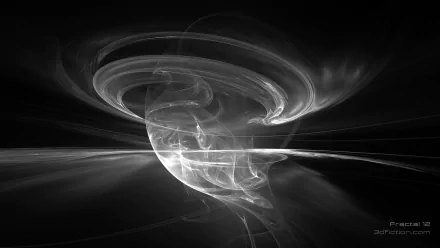 3D black and white abstract fractal design with swirling, ethereal forms, rendered in 4K Ultra HD as a striking PC desktop wallpaper and background.