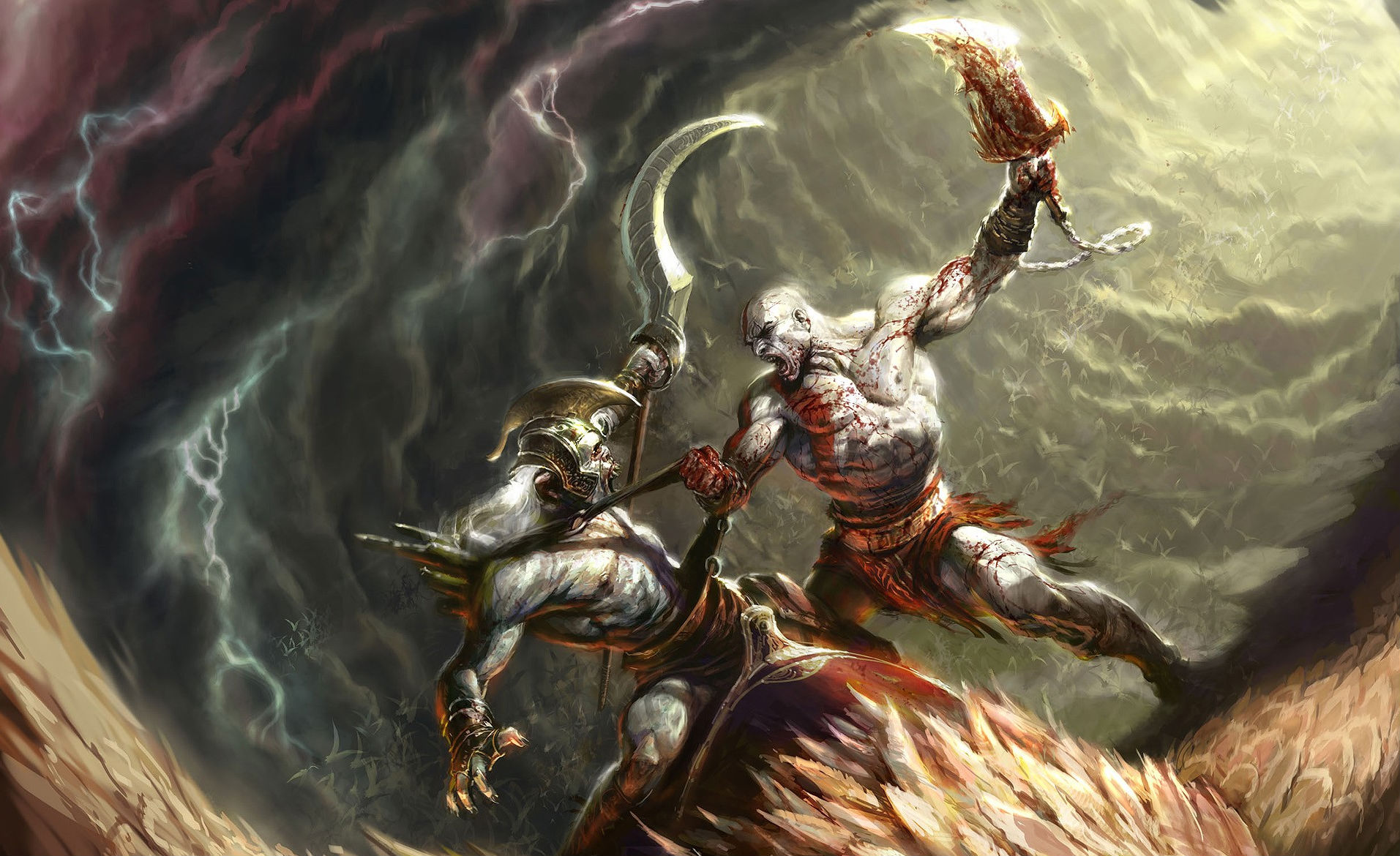 Kratos from God of War, stunning HD desktop wallpaper.
