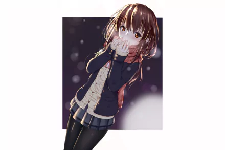 scarf school uniform pantyhose brown eyes brown hair Anime Original HD Desktop Wallpaper | Background Image