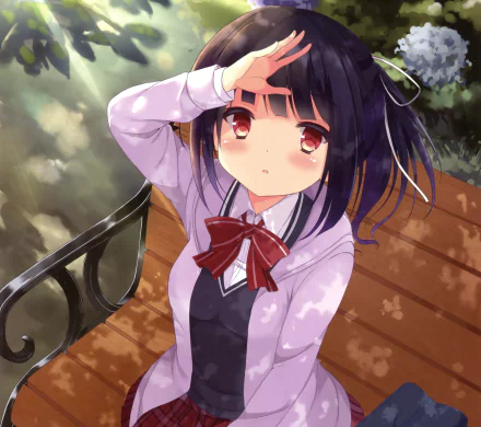 blush bag carnation bow (Clothing) brown eyes black hair short hair Anime Original HD Desktop Wallpaper | Background Image