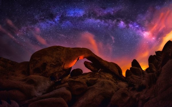 Earth Night Sky Stars Milky Way Starry Sky Joshua Tree National Park HD Wallpaper | Background Image
