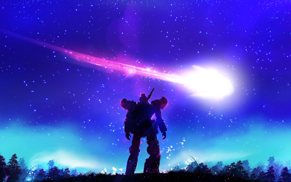 Sci Fi Robot Asteroid Stars Night HD Wallpaper | Background Image