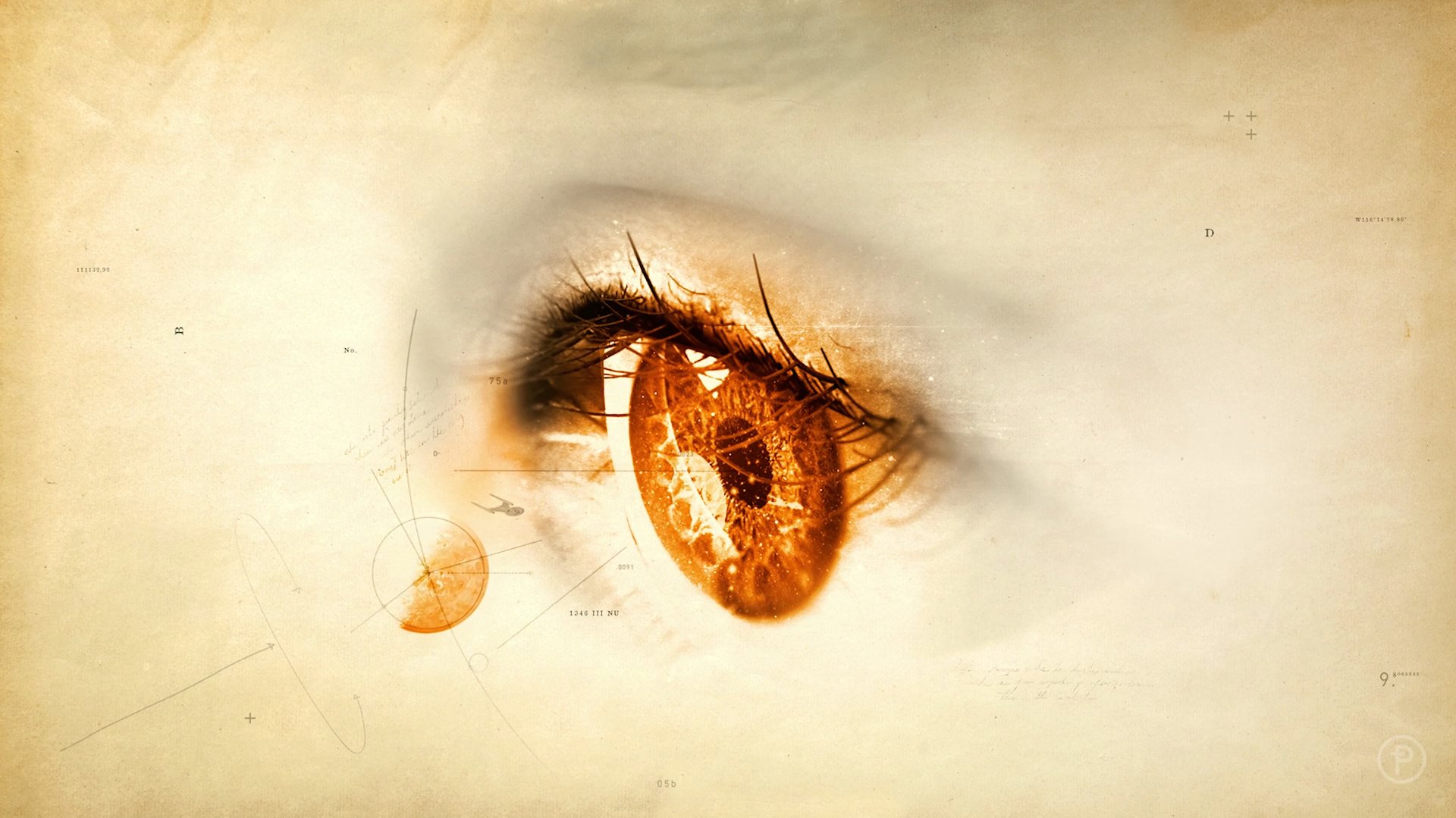 HD wallpaper featuring a detailed eye, tagged with Star Trek: Discovery, set against a textured background.