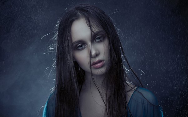 Women Model Blue Eyes Black Hair Long Hair HD Wallpaper | Background Image