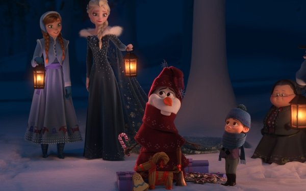 Movie Olaf's Frozen Adventure Olaf Anna Elsa HD Wallpaper | Background Image
