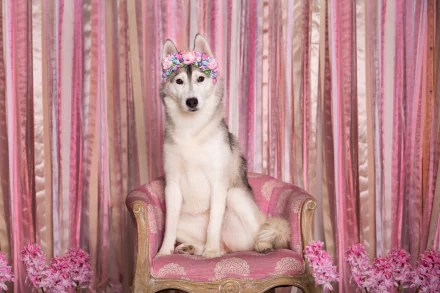 wreath dog Animal siberian husky HD Desktop Wallpaper | Background Image