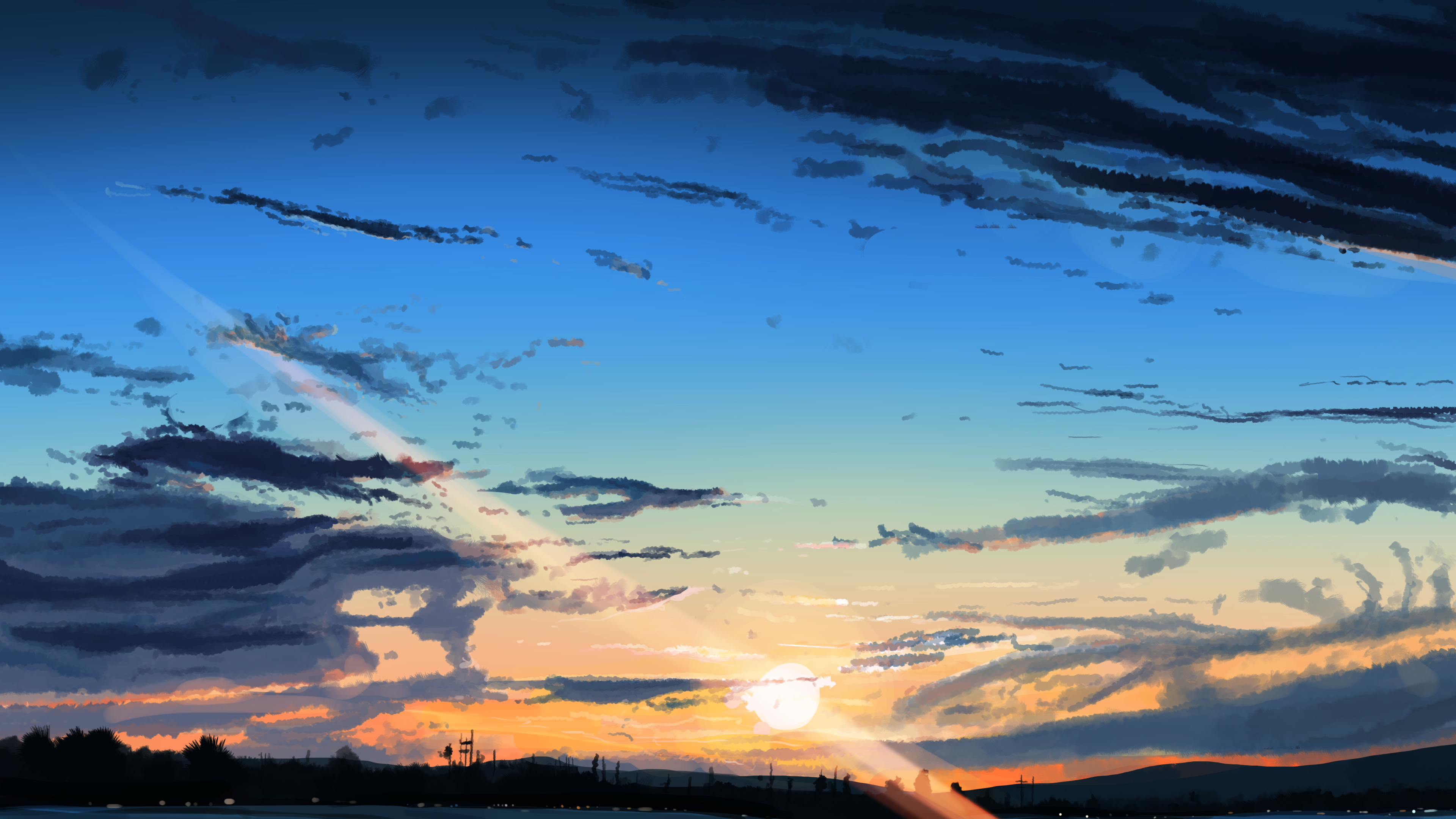 4K Ultra HD Anime Sunset Sky: Original Cloudscape Wallpaper by banishment