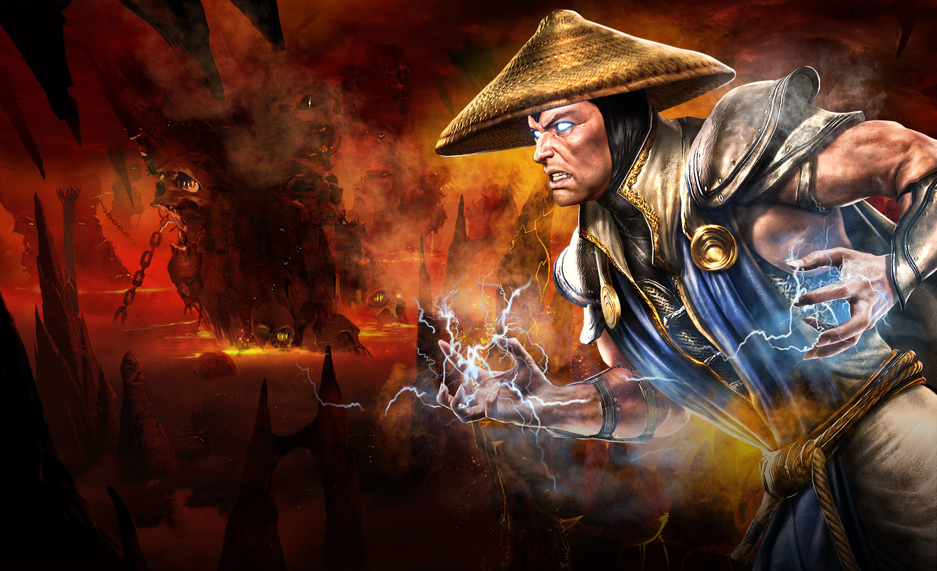 Mortal Kombat Raiden character in high-definition desktop wallpaper