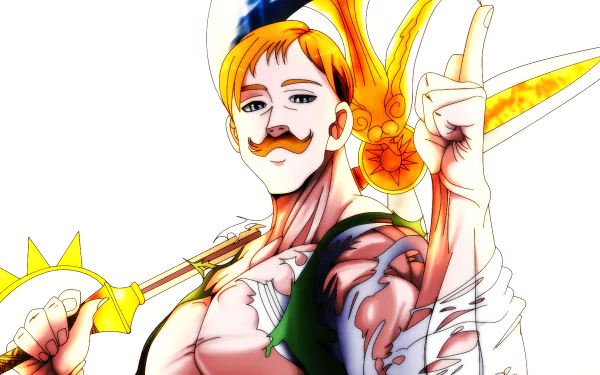 HD desktop wallpaper featuring Escanor from the anime The Seven Deadly Sins, showcasing his muscular physique and confident pose.
