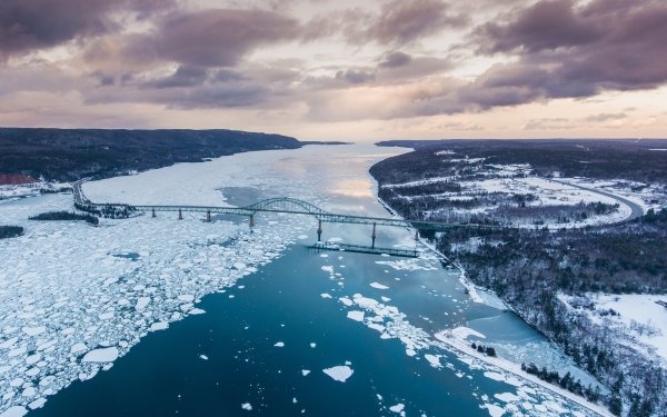 Photography Landscape Nature River Bridge Horizon Winter HD Wallpaper | Background Image