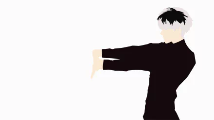 Minimalist 4K Ultra HD anime wallpaper featuring Ken Kaneki from Tokyo Ghoul:re with distinctive two-toned black and white hair in a simple, striking silhouette.