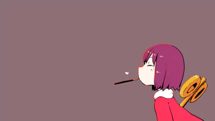 HD anime desktop wallpaper featuring Nano Shinonome from Nichijō with a simple muted background and a Pocky stick in her mouth.