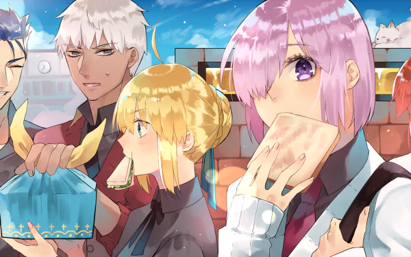 Lancer (Fate/Stay Night) Archer (Fate/Stay Night) Fujimaru Ritsuka Saber (Fate Series) Mashu Kyrielight Anime Fate/Grand Order HD Desktop Wallpaper | Background Image