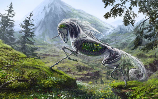 undead unicorn dark fantasy creature Dark Fantasy HD Desktop Wallpaper | Background Image