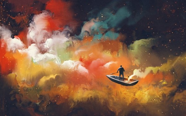 Artistic Cloud Boat Space HD Wallpaper | Background Image