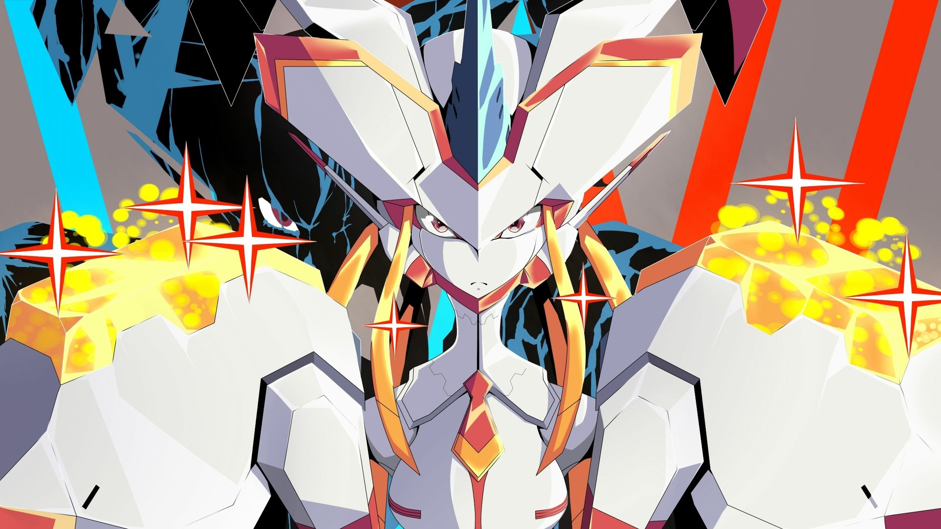 4K Ultra HD PC desktop wallpaper featuring Strelizia from the anime Darling in the FranXX, showcasing the mecha's striking design with vibrant colors and dynamic lighting.