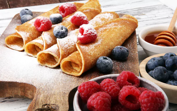 fruit berry blueberry raspberry still life food crêpe HD Desktop Wallpaper | Background Image