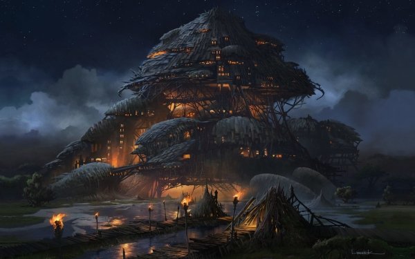 Fantasy City Night HD Wallpaper | Background Image