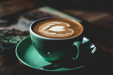  Coffee with Heart-Shaped Latte art