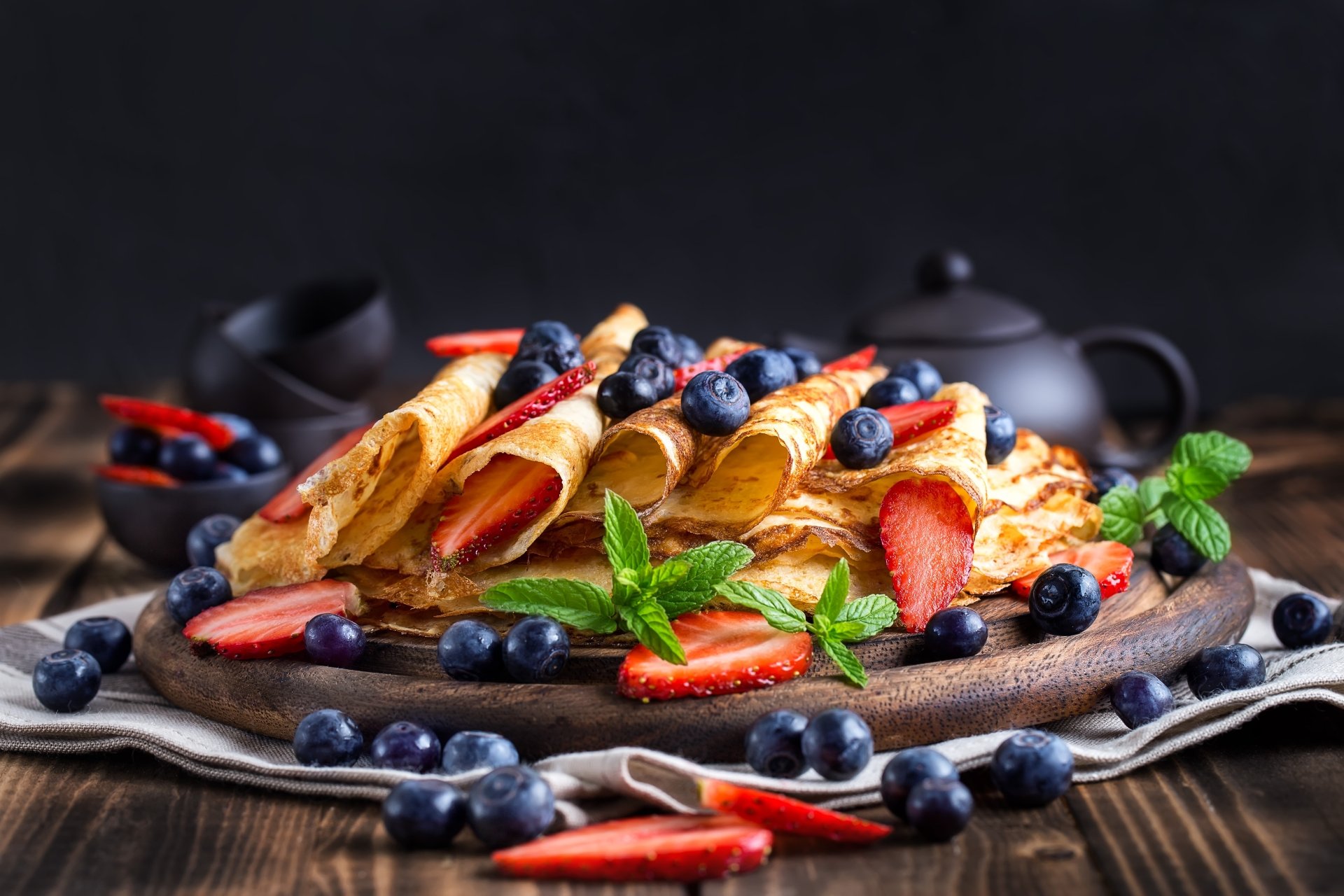 Download Strawberry Berry Fruit Blueberry Still Life Food Crêpe 4k ...