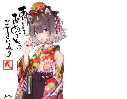 green eyes headdress kimono brown hair short hair Anime Original HD Desktop Wallpaper | Background Image