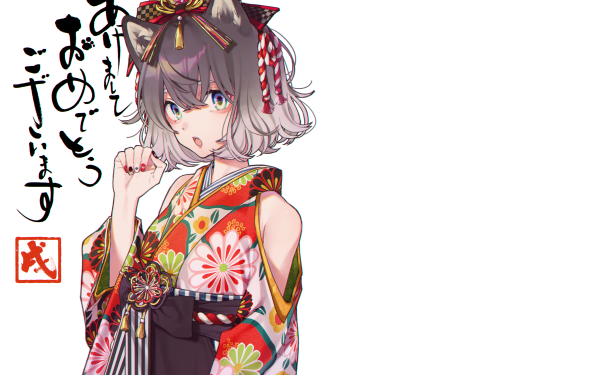 Anime Original Short Hair Brown Hair Kimono Headdress Green Eyes HD Wallpaper | Background Image