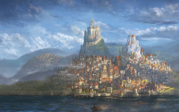Fantasy City Castle Building HD Wallpaper | Background Image