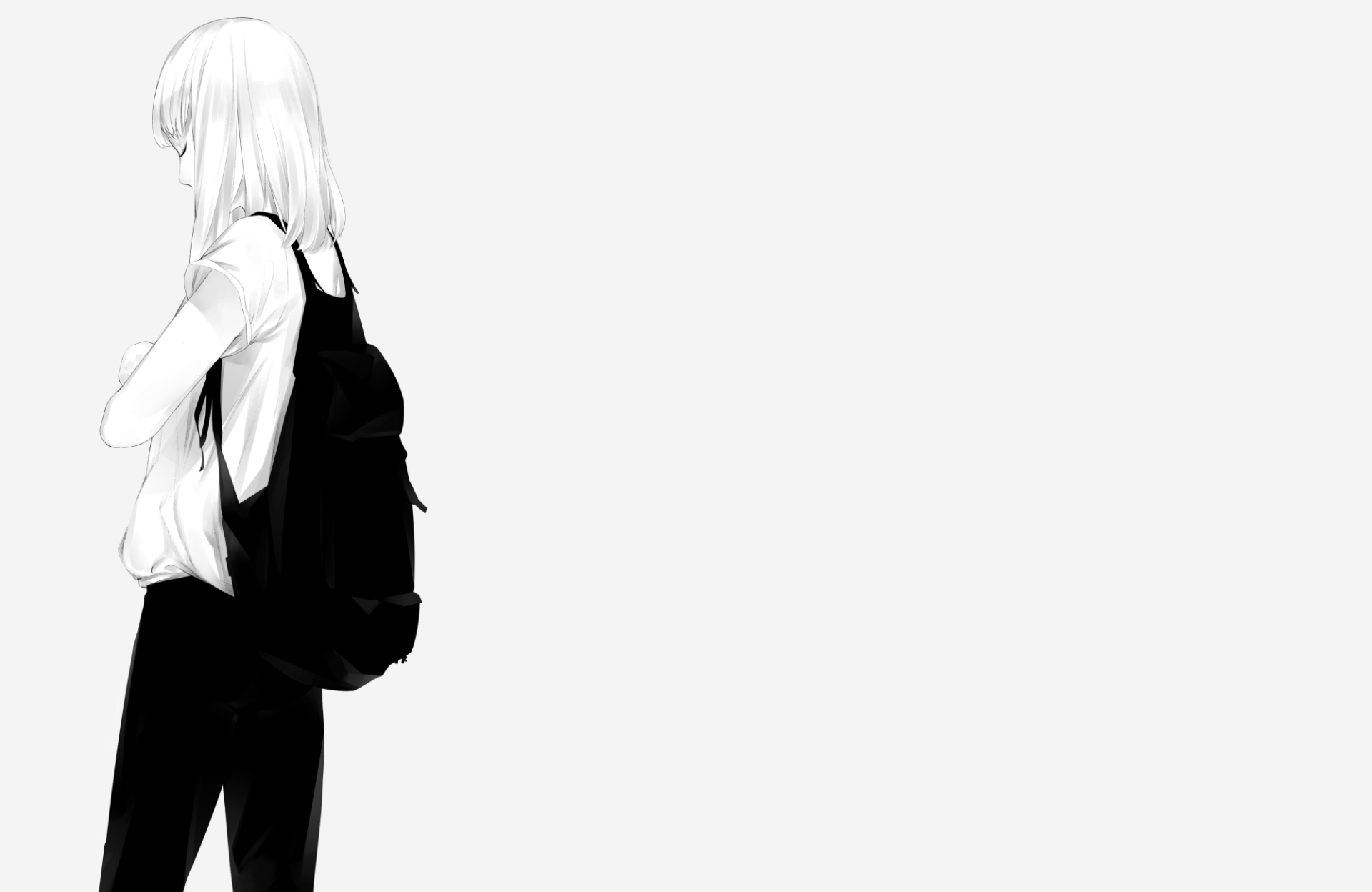 Download White Hair Long Hair Bag Anime Original HD Wallpaper by 爽々