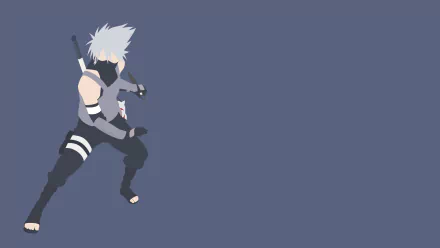 Kakashi Hatake from the anime Naruto poised in combat stance against a solid muted background, rendered in 4K Ultra HD as a PC desktop wallpaper.