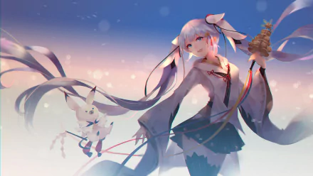 Hatsune Miku Yuki Miku Anime Vocaloid HD Desktop Wallpaper | Background Image