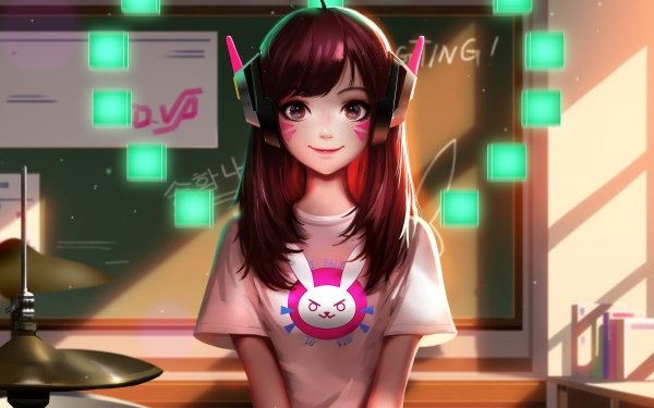 Computerspiele Overwatch D.Va Schoolgirl HD Wallpaper | Hintergrund