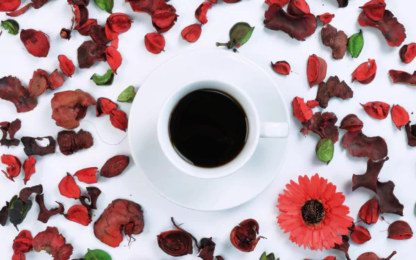 petal cup food coffee HD Desktop Wallpaper | Background Image
