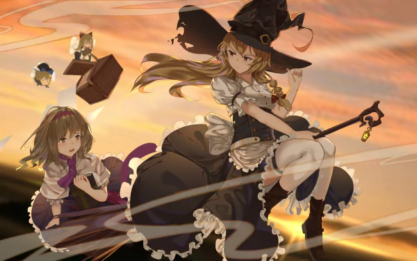 Shanghai Doll Marisa Kirisame Alice Margatroid Anime Touhou HD Desktop Wallpaper | Background Image