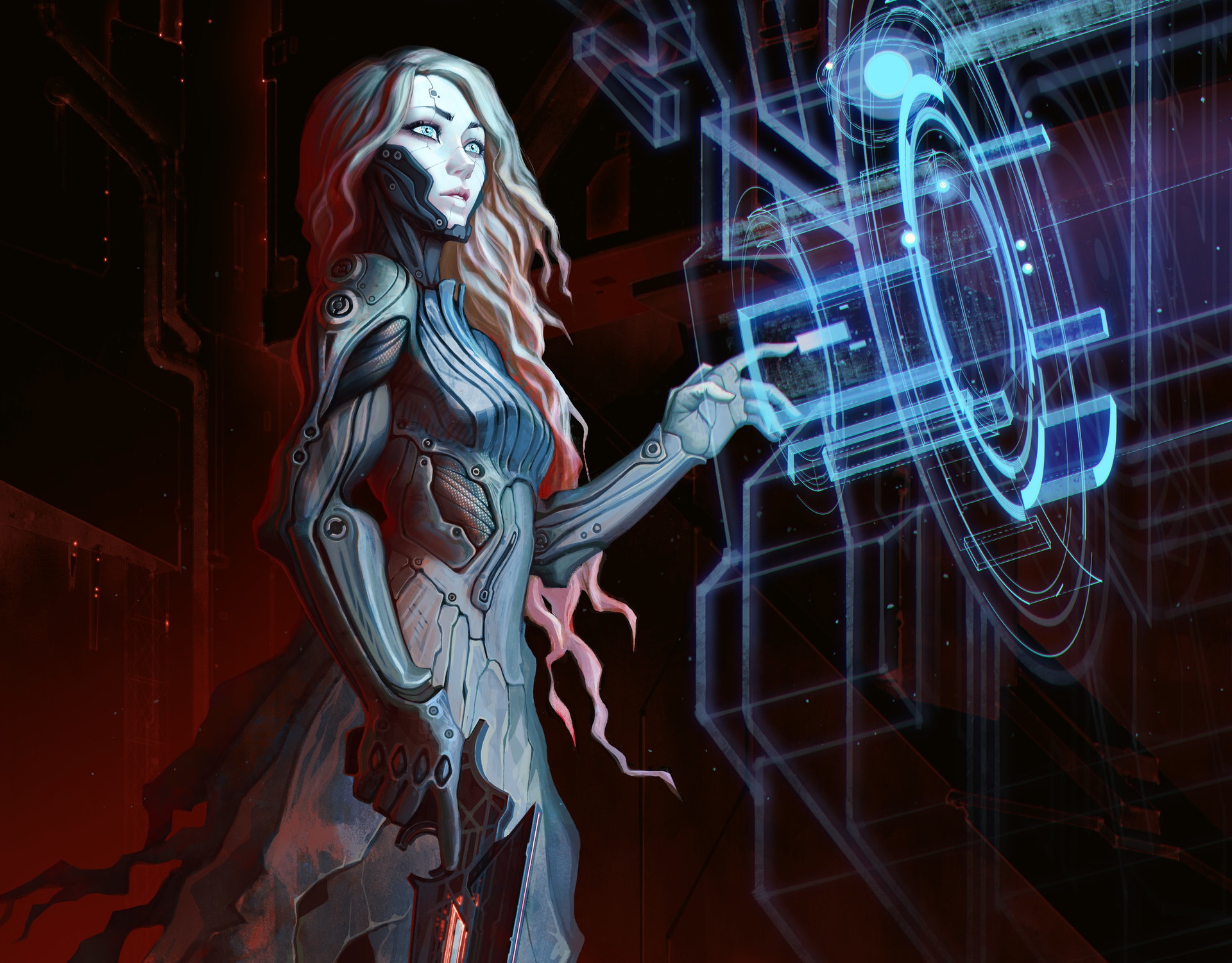 Download Long Hair Sci Fi Cyborg HD Wallpaper by Ivan YAKUSHEV