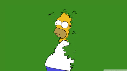 Homer Simpson from The Simpsons peeks through a torn green backdrop — HD PC desktop wallpaper and background featuring the TV show character.