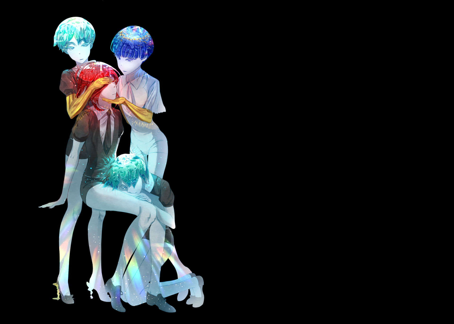 Download Cinnabar (Land Of The Lustrous) Lapis Lazuli (Land Of The Lustrous) Phosphophyllite (Land Of The Lustrous) Anime Land Of The Lustrous HD Wallpaper by クリ