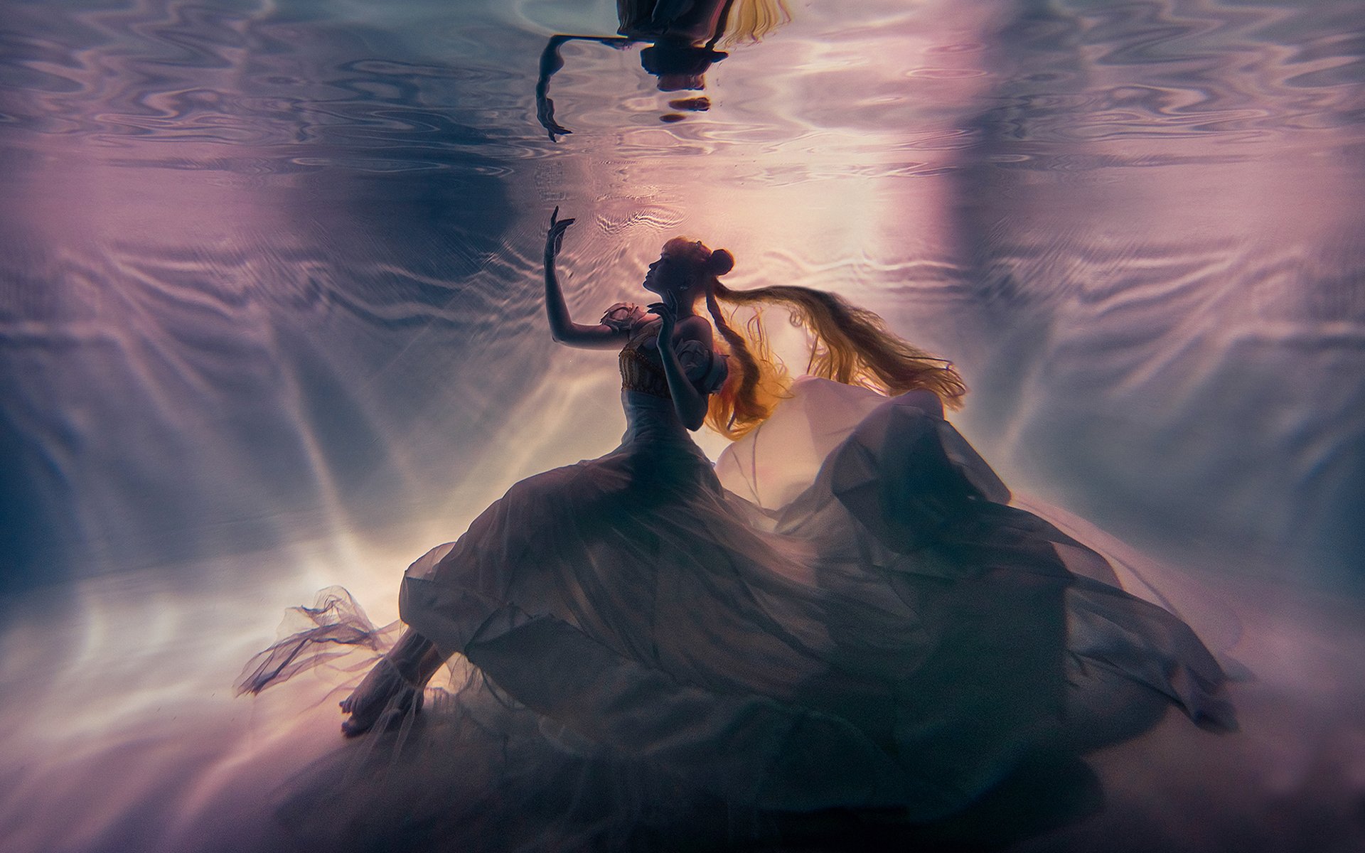 Download Long Hair Dress Pool Underwater Woman Photography HD Wallpaper |  1920x1200 | Wallpaper Abyss