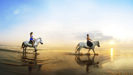  Riding on the Beach at Sunset