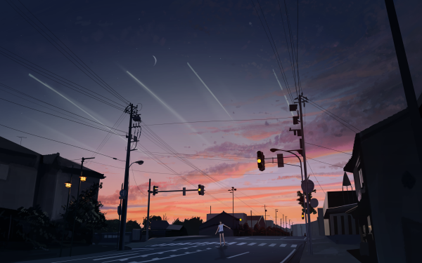 Anime Street Shooting Star Starry Sky HD Wallpaper | Background Image