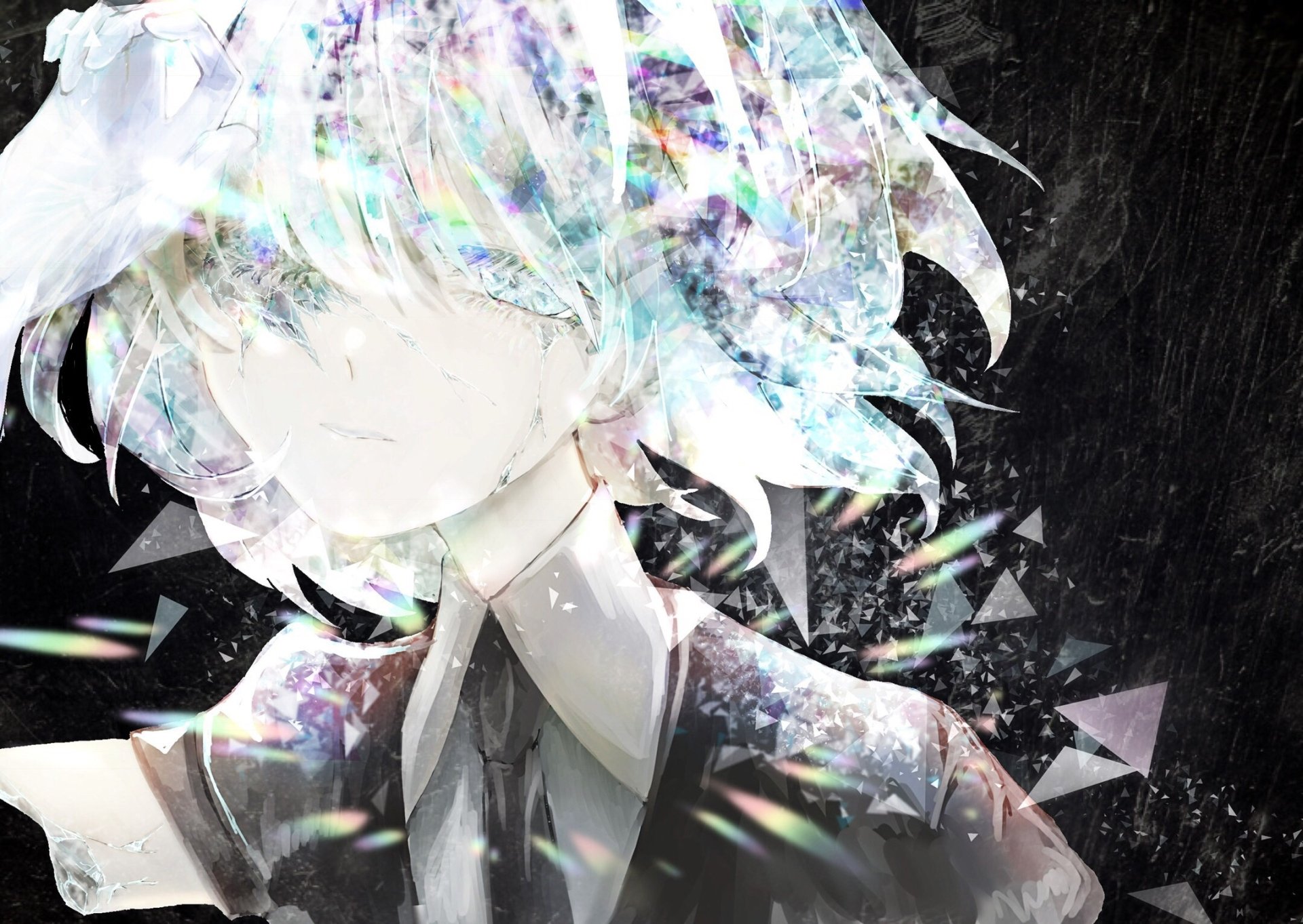 HD PC desktop wallpaper featuring Diamond from the anime Land of the Lustrous, showcasing a sparkling, crystal-like visual effect and ethereal design.