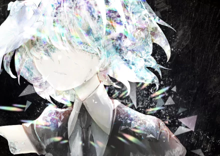 HD PC desktop wallpaper featuring Diamond from the anime Land of the Lustrous, showcasing a sparkling, crystal-like visual effect and ethereal design.
