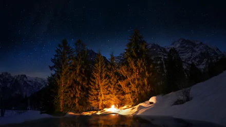 mountain fire camp photography night HD Desktop Wallpaper | Background Image
