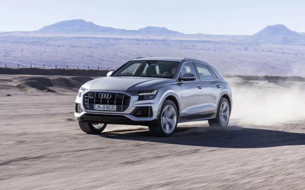 silver car SUV car Audi vehicle Audi Q8 HD Desktop Wallpaper | Background Image
